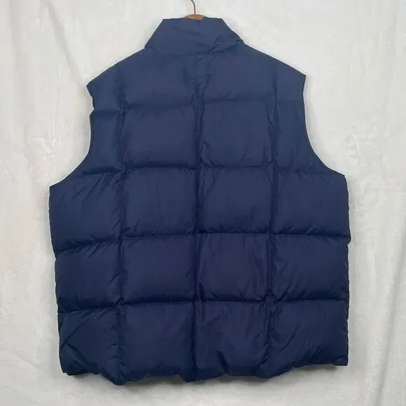 Lands End Vest Men 2XL Blue Down Puffer Pockets Outdoor Camp Hike Winter - Picture 7 of 8